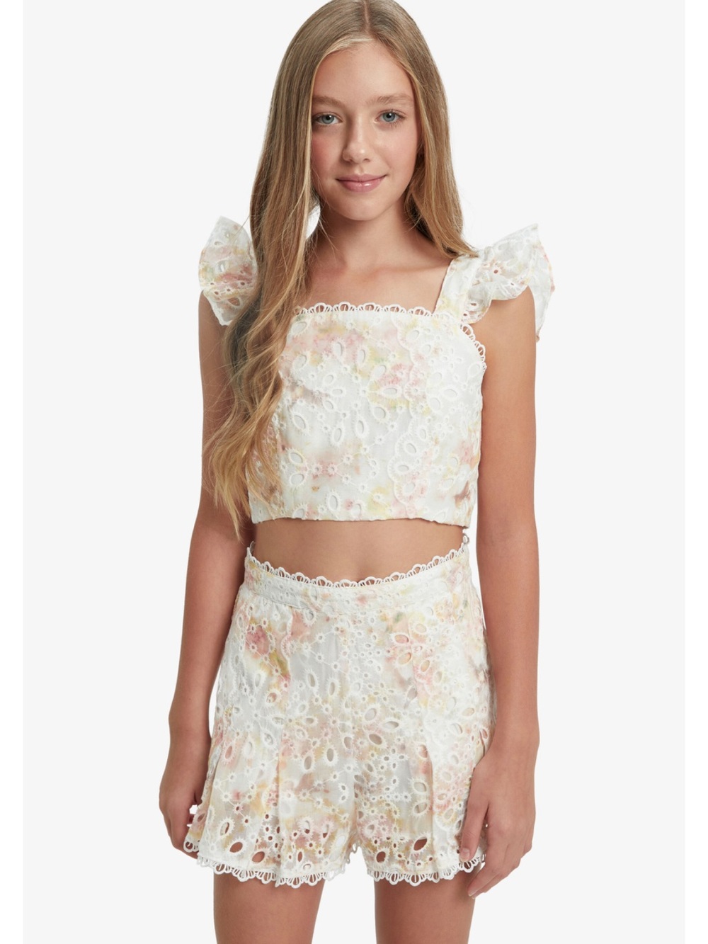 NWT Bardot Junior Girls Thalia Broderie White Eyelet Floral Two-Piece Set